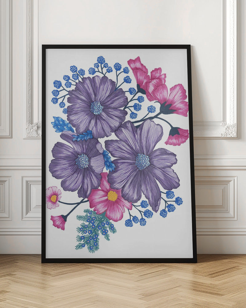 Pink and Purple Florals Poster