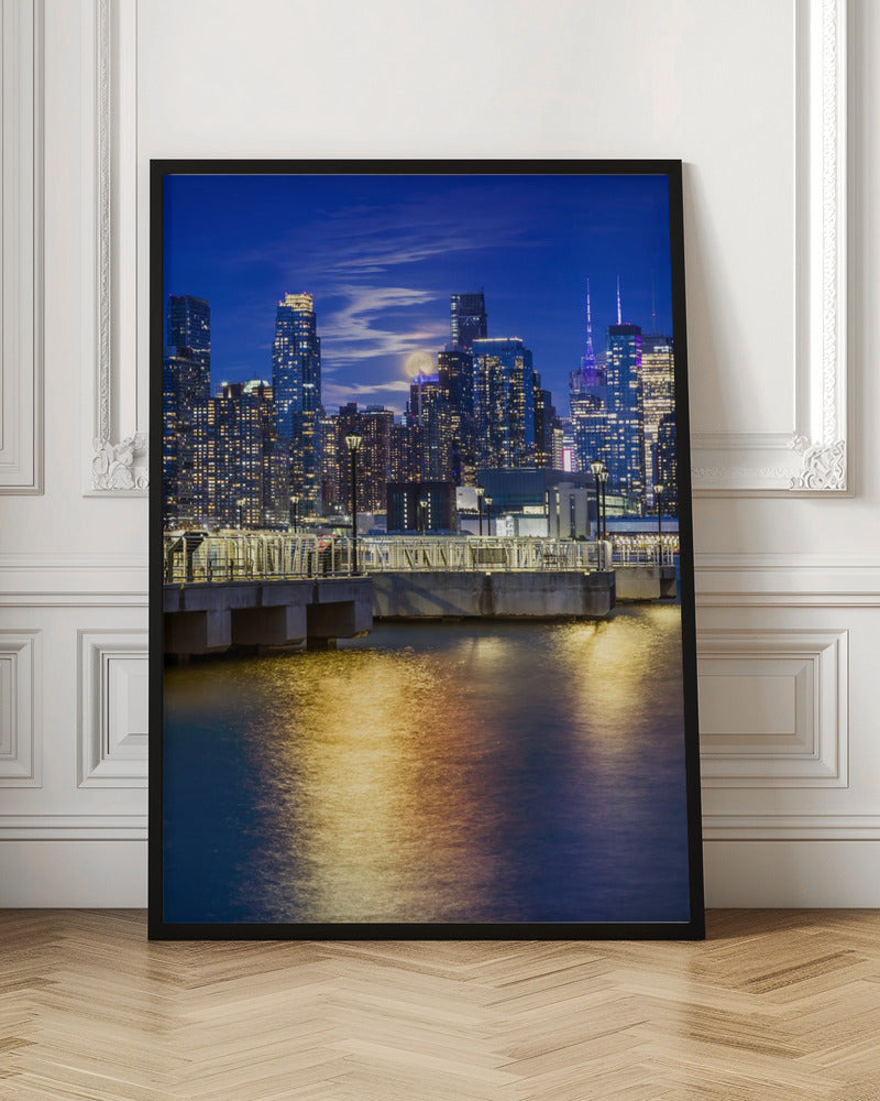 Harvest Moon over the Midtown Manhattan Skyline Poster