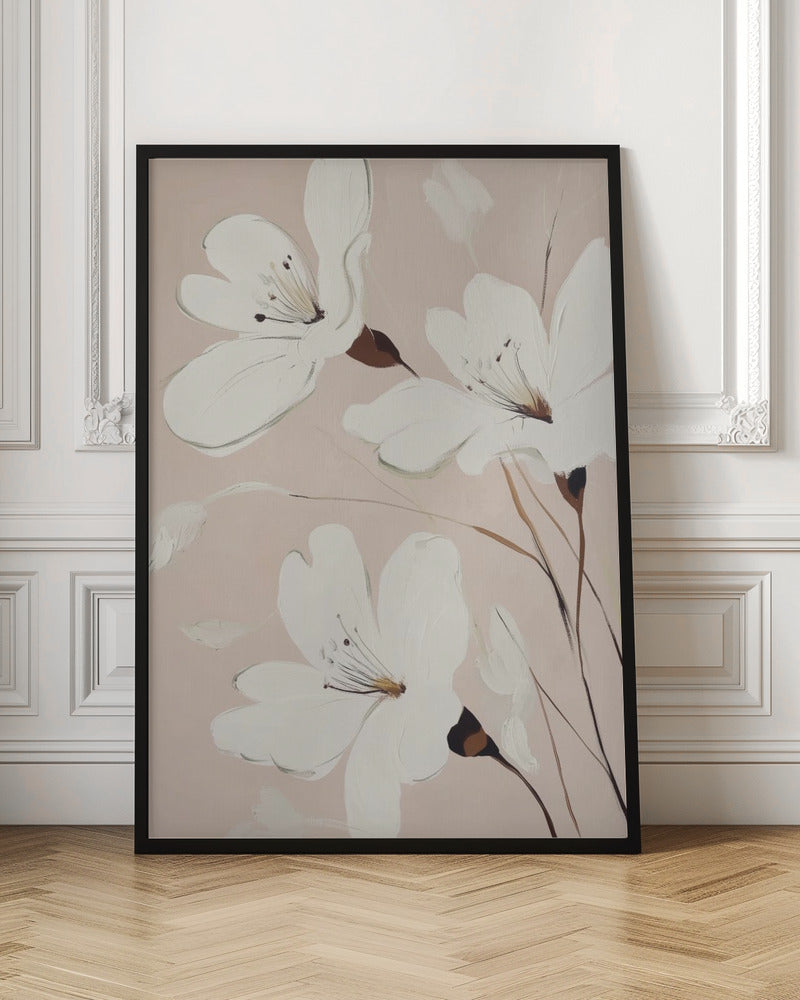 Minimalist White Flowers Poster