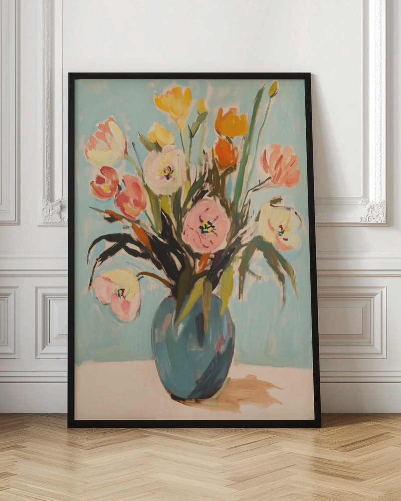 Colorful Flowers in Vase Poster