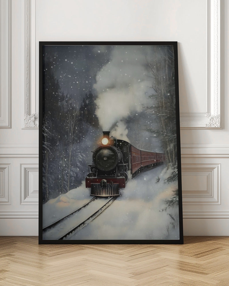 Winter Steam Train Poster