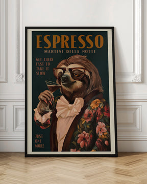 Art Deco Espresso Martini Drinking Sloth Poster