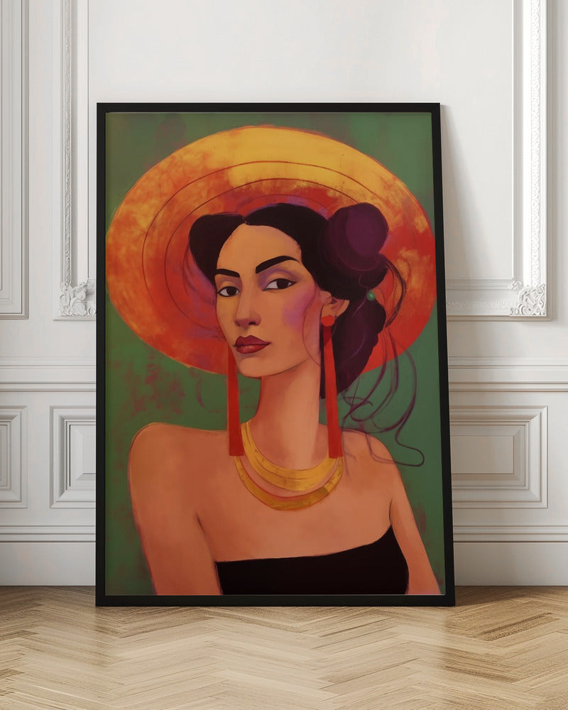 Mexican lady in sombrero Poster