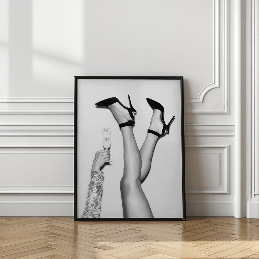 Champagne legs Black and White Poster