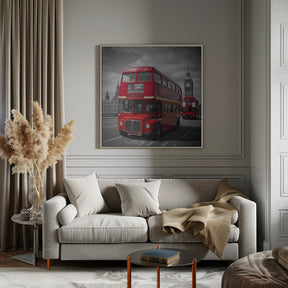 LONDON Red Buses on Westminster Bridge Poster