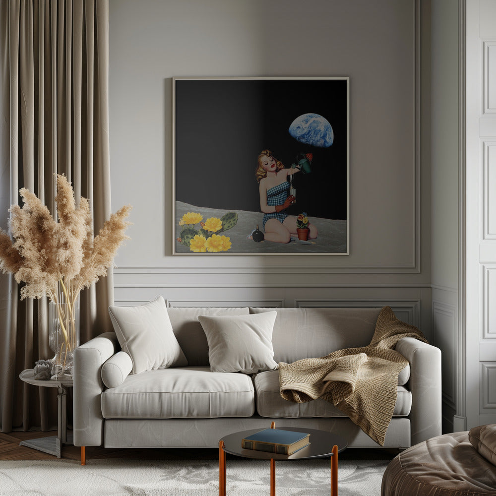 Let´s Plant the Moon - Surreal Collage Poster