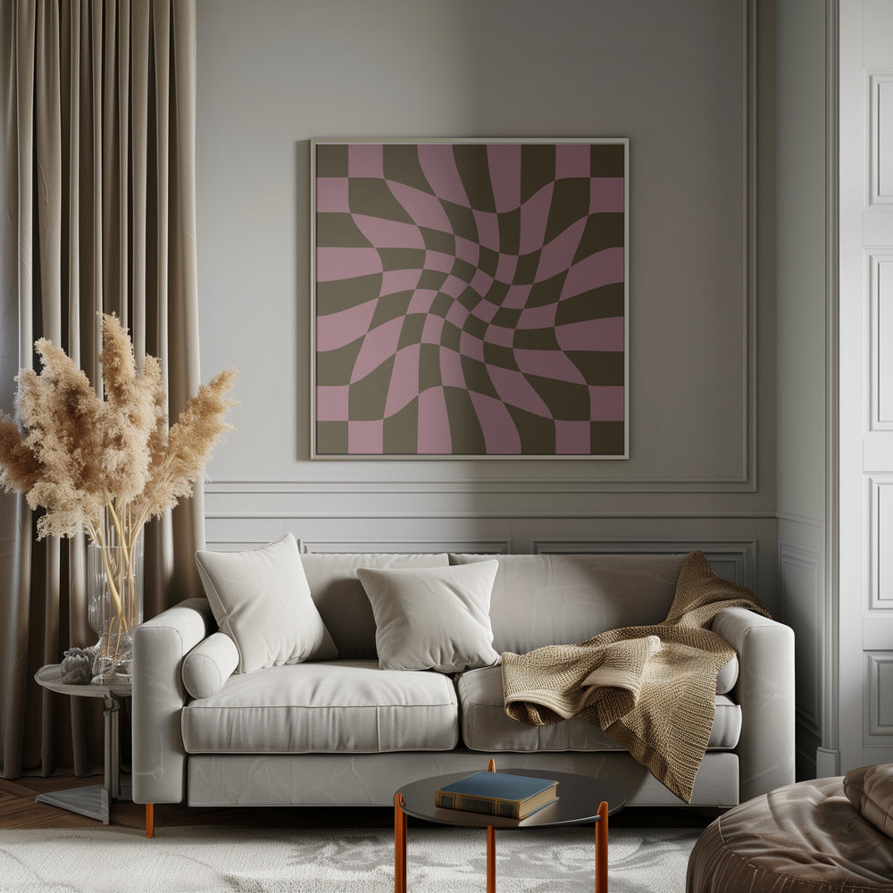 Twirly - Checkerboard - Pink and Brown Poster