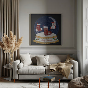 Christmas Stocking Snow Globe - Merry Christmas Poster