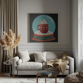 Hot Chocolate Snow Globe - Merry and Bright Poster