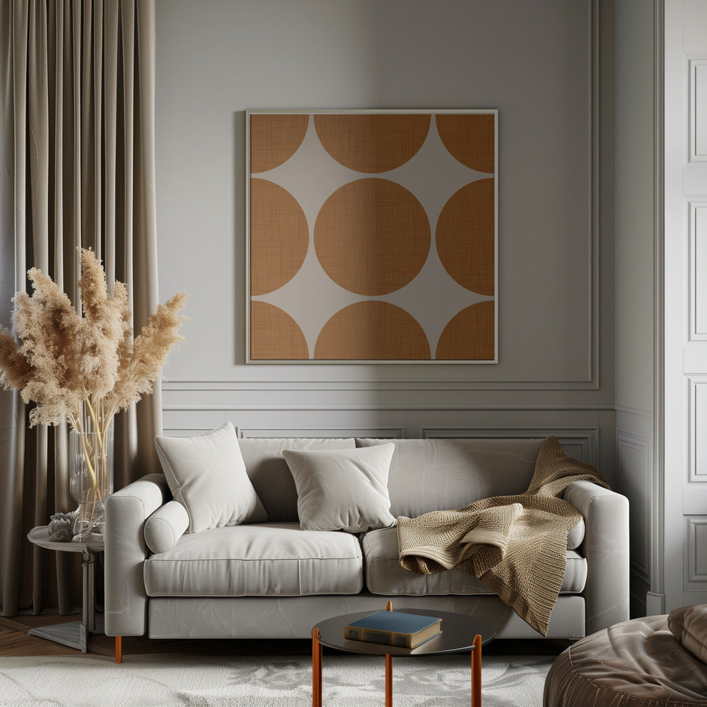 Modern Ocher Retro Spheres-Mid Century Modern Poster