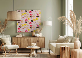 Watercolor donuts pattern in pink Poster