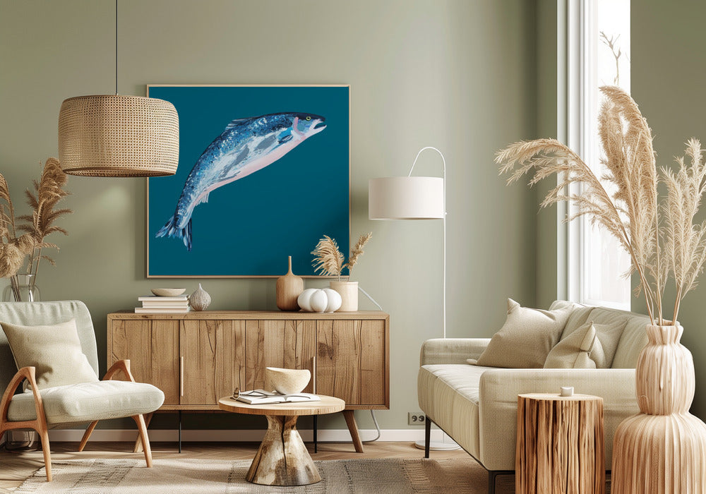 Leaping Salmon Poster