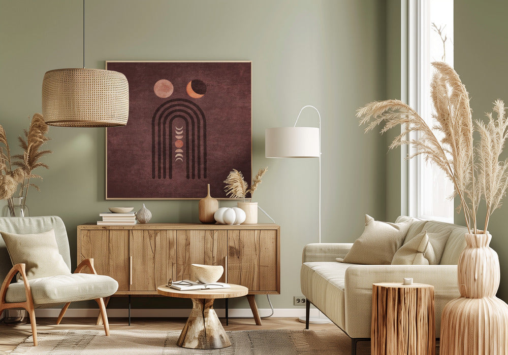 Visne Watercolor Moon Phase Poster