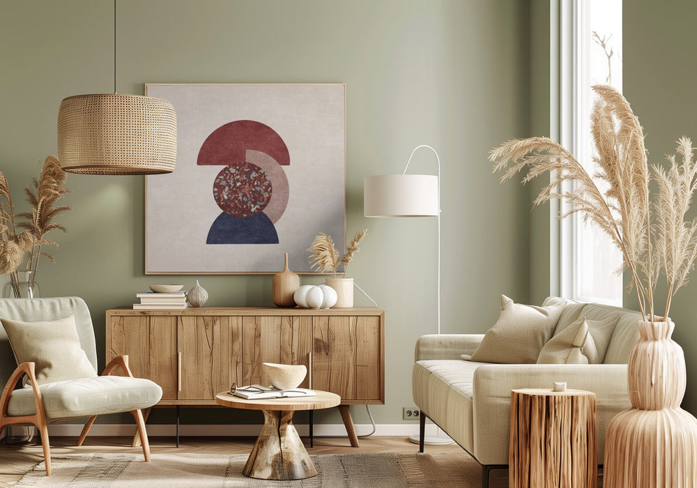 Beyaz Ve Kahverengi Saksili Terazzo Poster