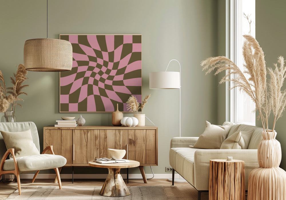 Twirly - Checkerboard - Pink and Brown Poster