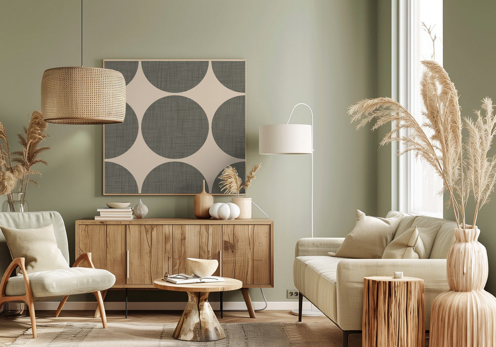 Modern Taupe Retro Spheres-Mid Century Modern Poster