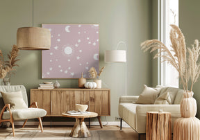 Celestial Dreamscape - Neutral Stars &amp; Shooting Stars Nursery- Mauve Poster