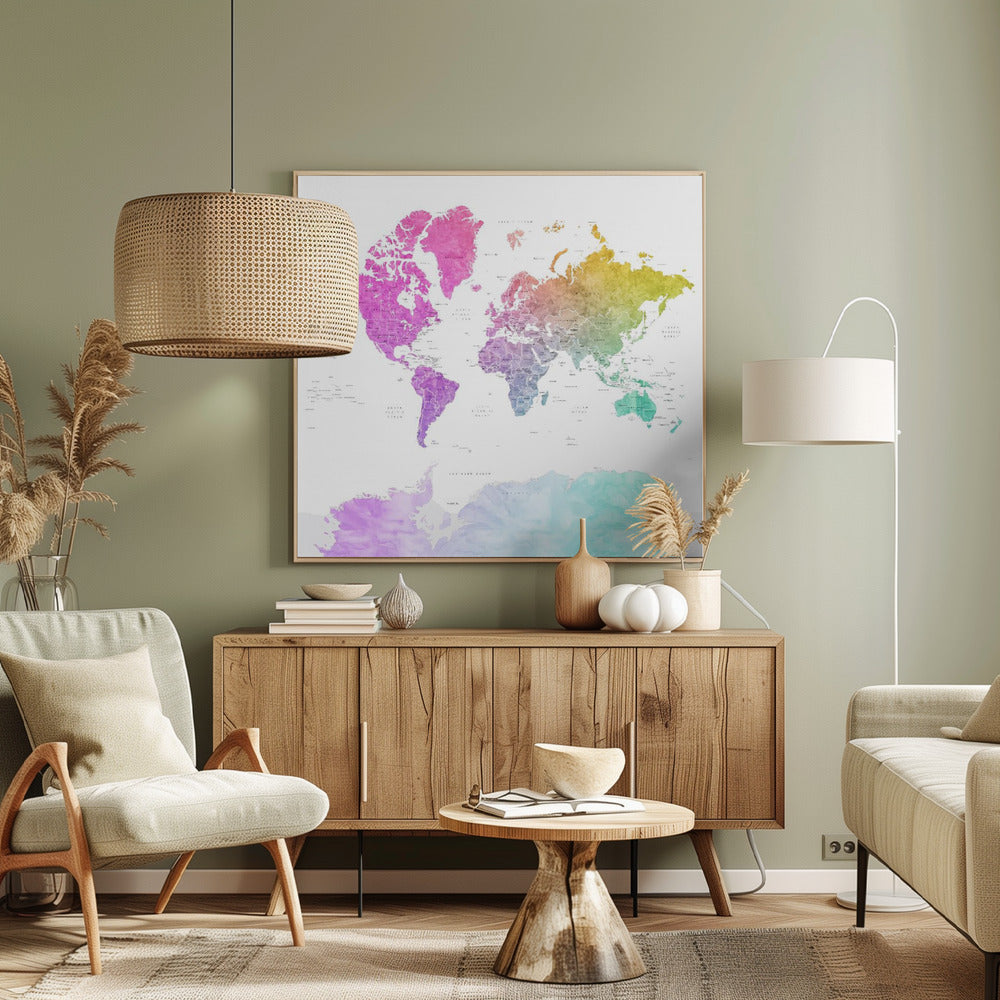 Leo world map with countries Poster