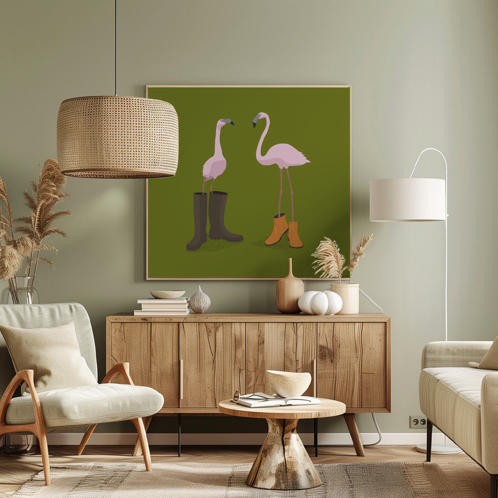 Fashion Flamingos Poster