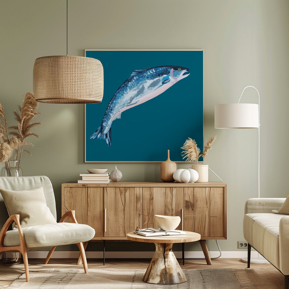 Leaping Salmon Poster