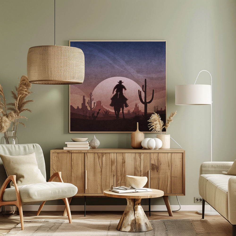Cowboy Sunset Poster