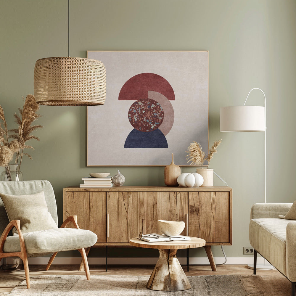 Beyaz Ve Kahverengi Saksili Terazzo Poster