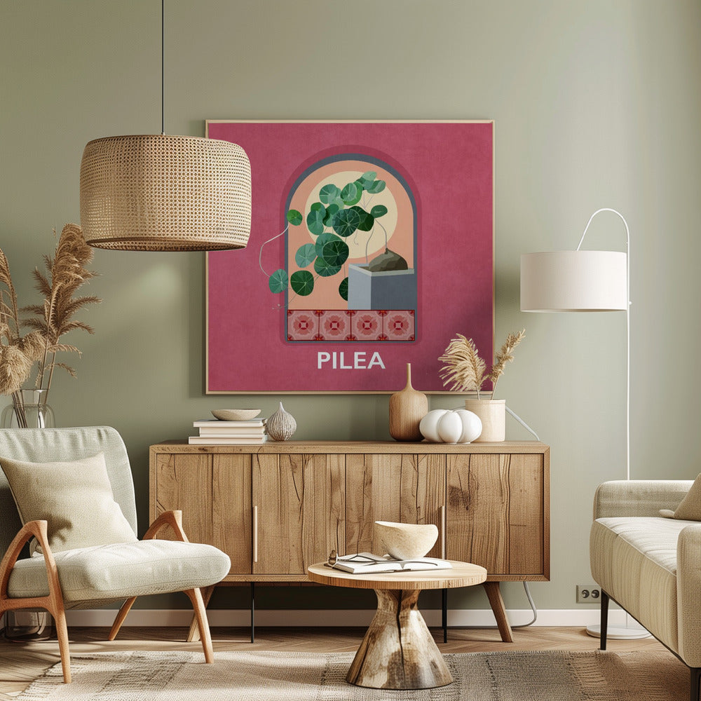 Green Sets Pilea Poster