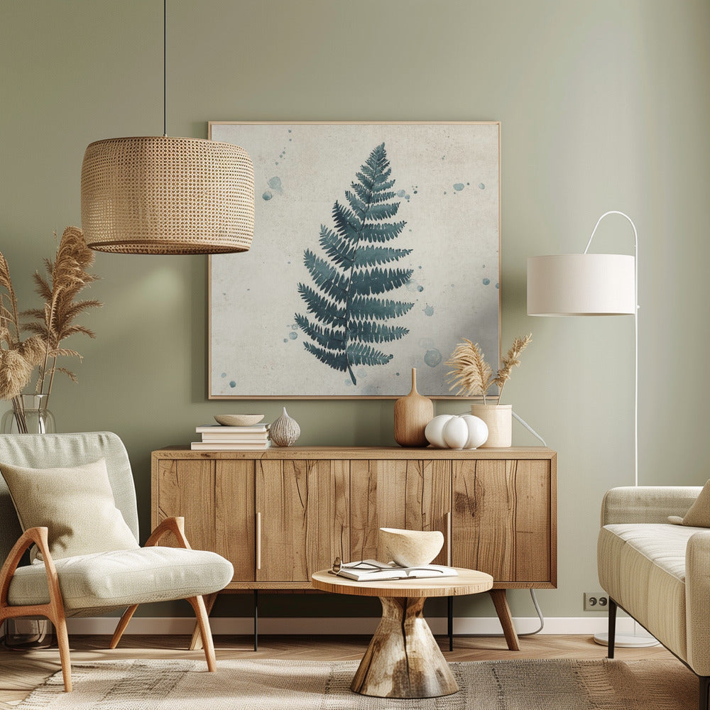 Teal watercolor fern 3 Poster