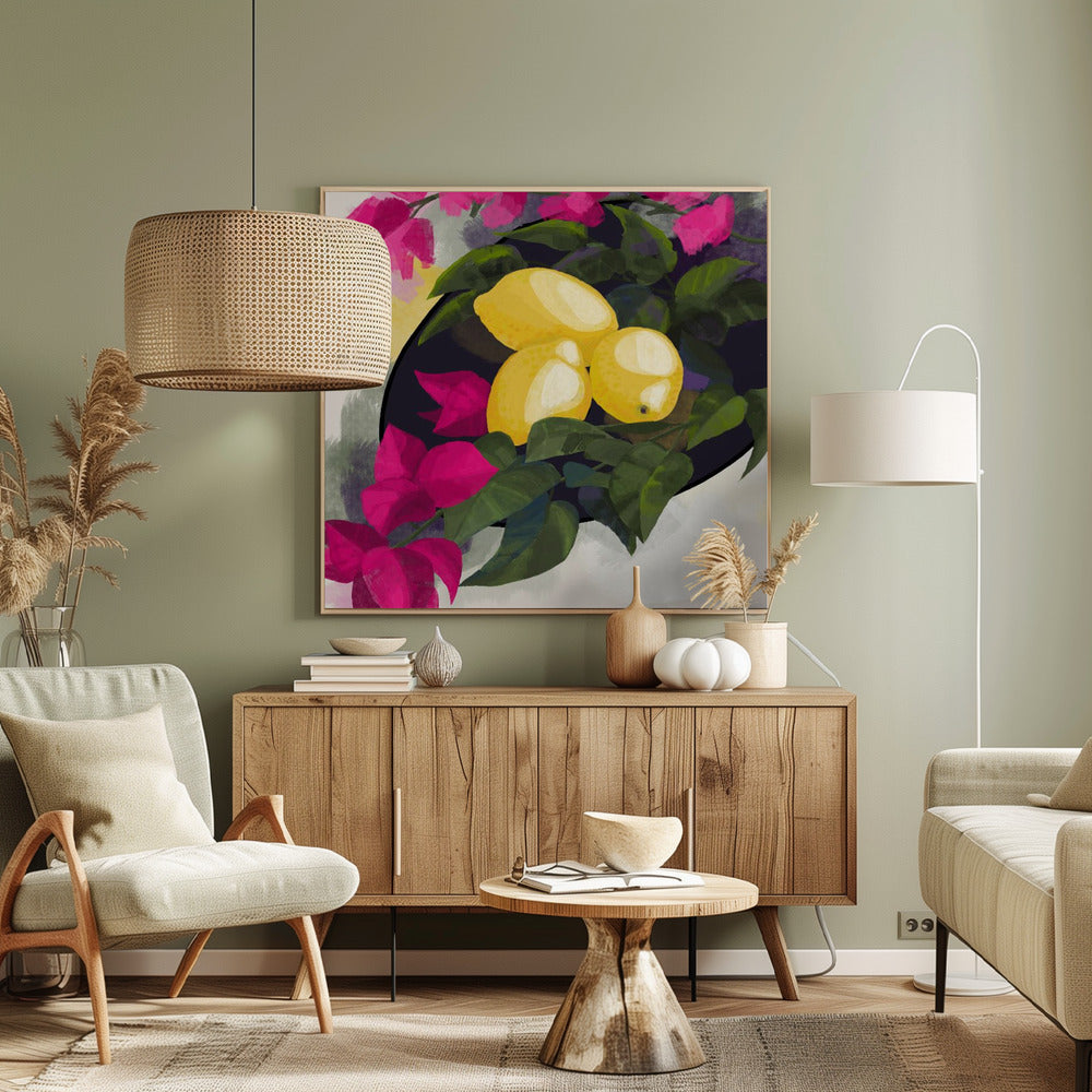 Bougainvillea and lemons Poster