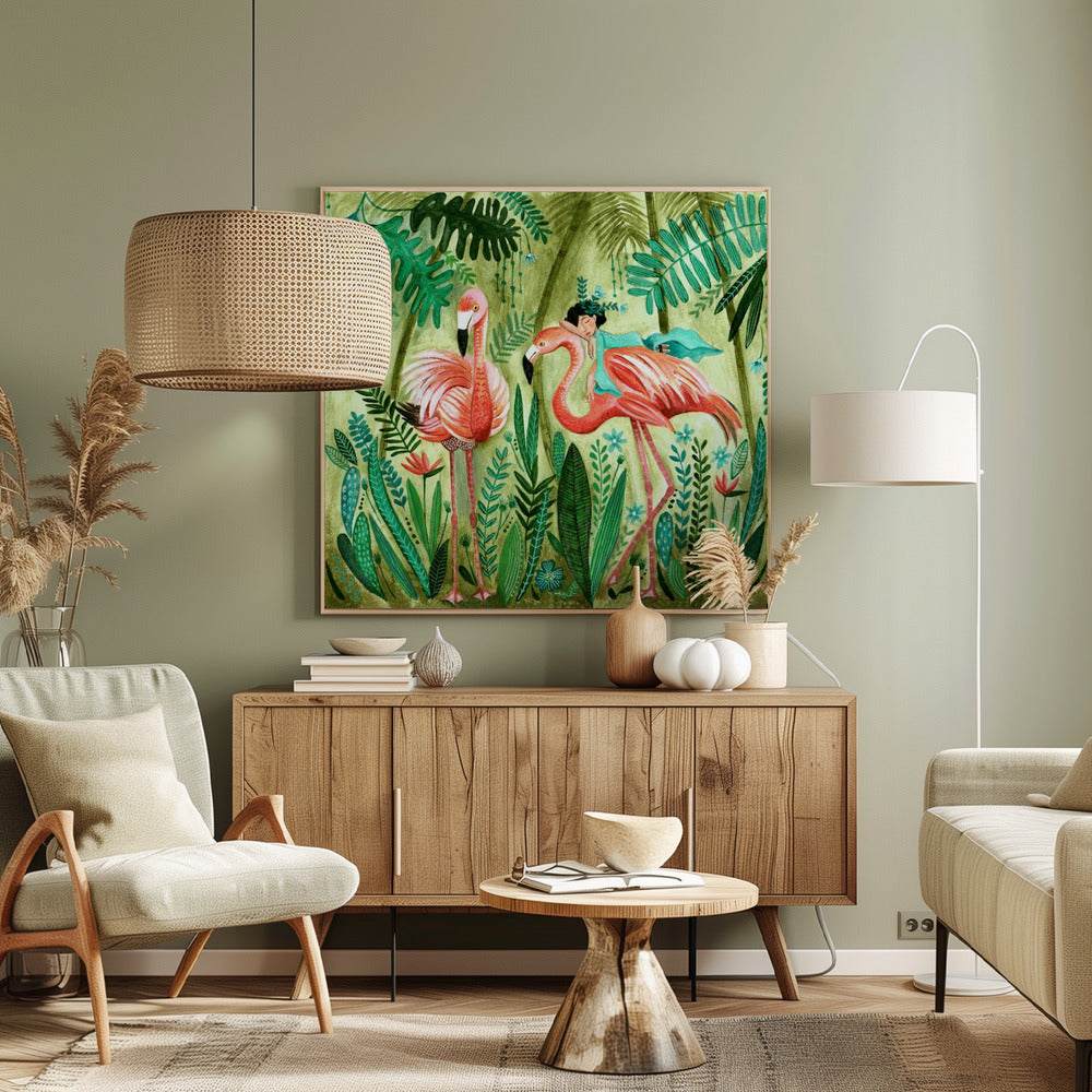 Flamingo jungle Poster