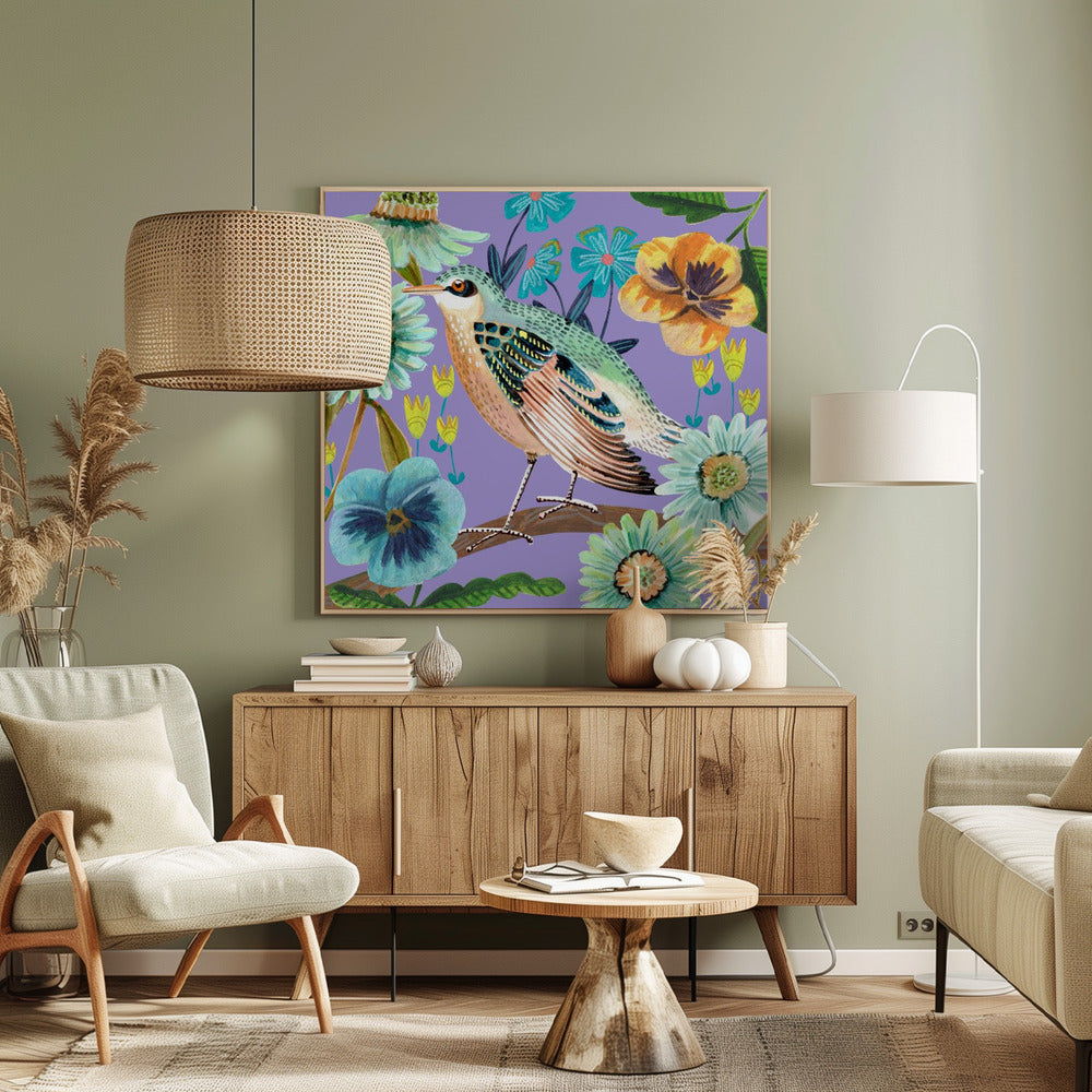 Bird and Flowers Poster