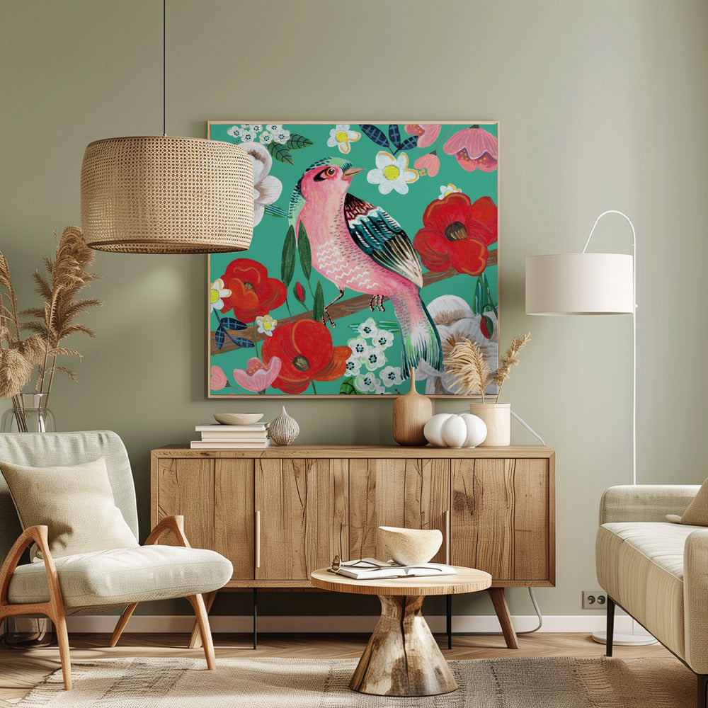 Bird and Flowers Poster