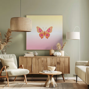 Colorful floral butterfly Poster