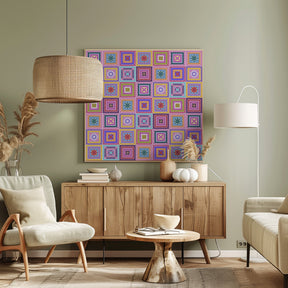 Colorful digital grandma squares I Poster