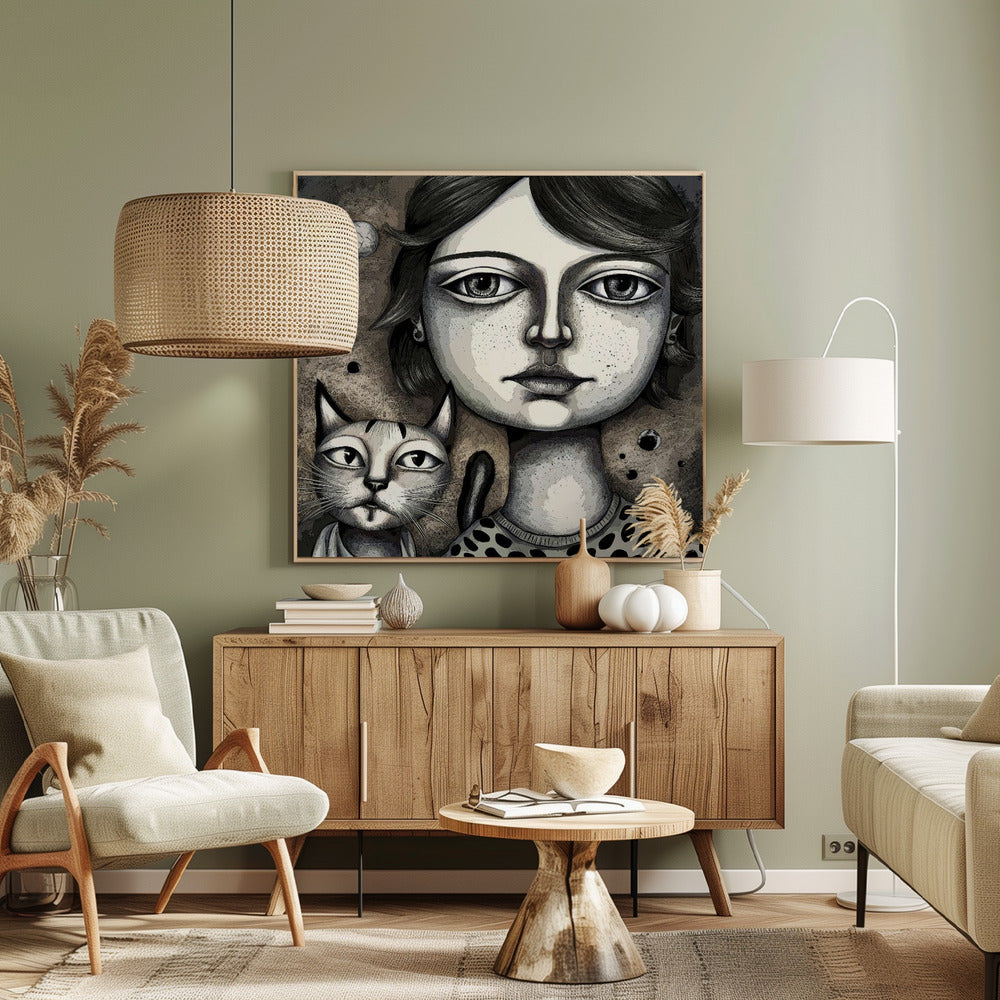 Girl and the Cat Poster