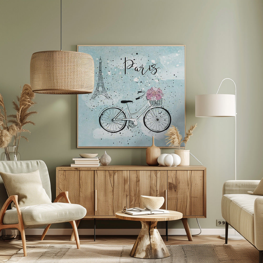 Blue Paris Bike Poster