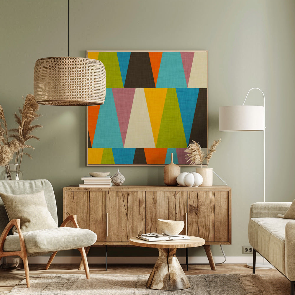 Retro Color Block Triangle Poster