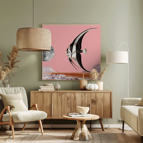 Plenty of Fish In the Sea Pink - Surreal Collage Poster