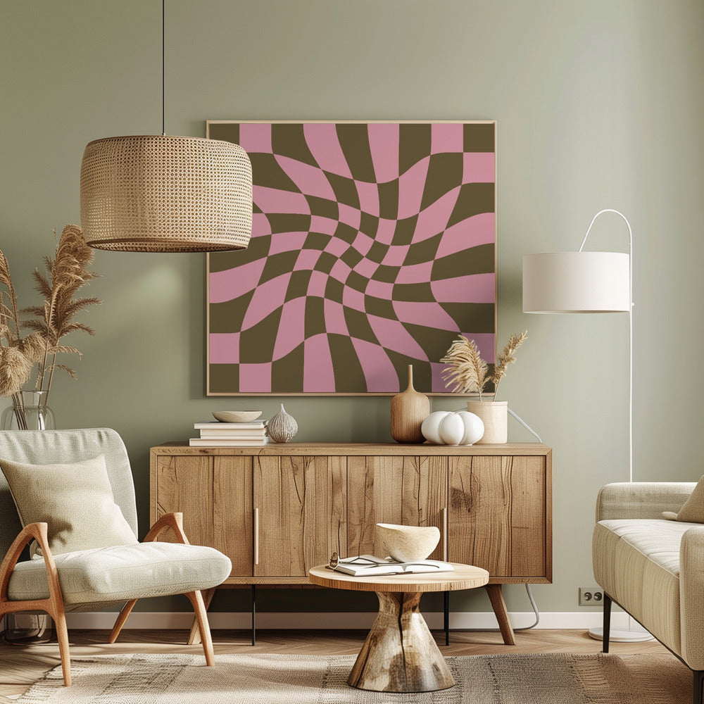 Twirly - Checkerboard - Pink and Brown Poster