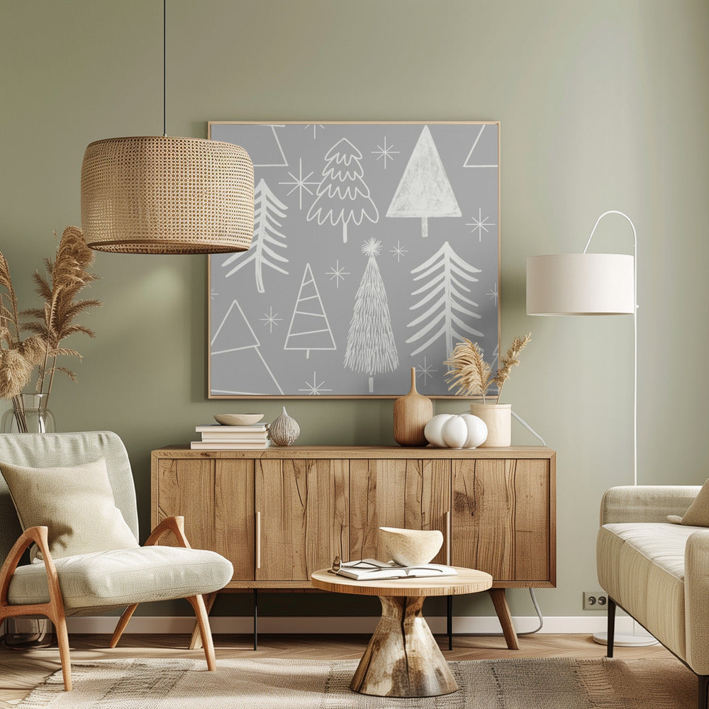 Christmas Tree Evergreen - Tree - Pine Tree Grey Poster