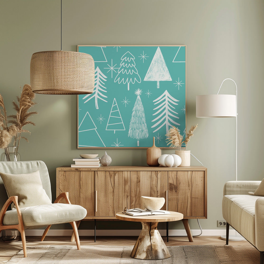 Christmas Tree Evergreen - Tree - Pine Tree Baby Blue Poster