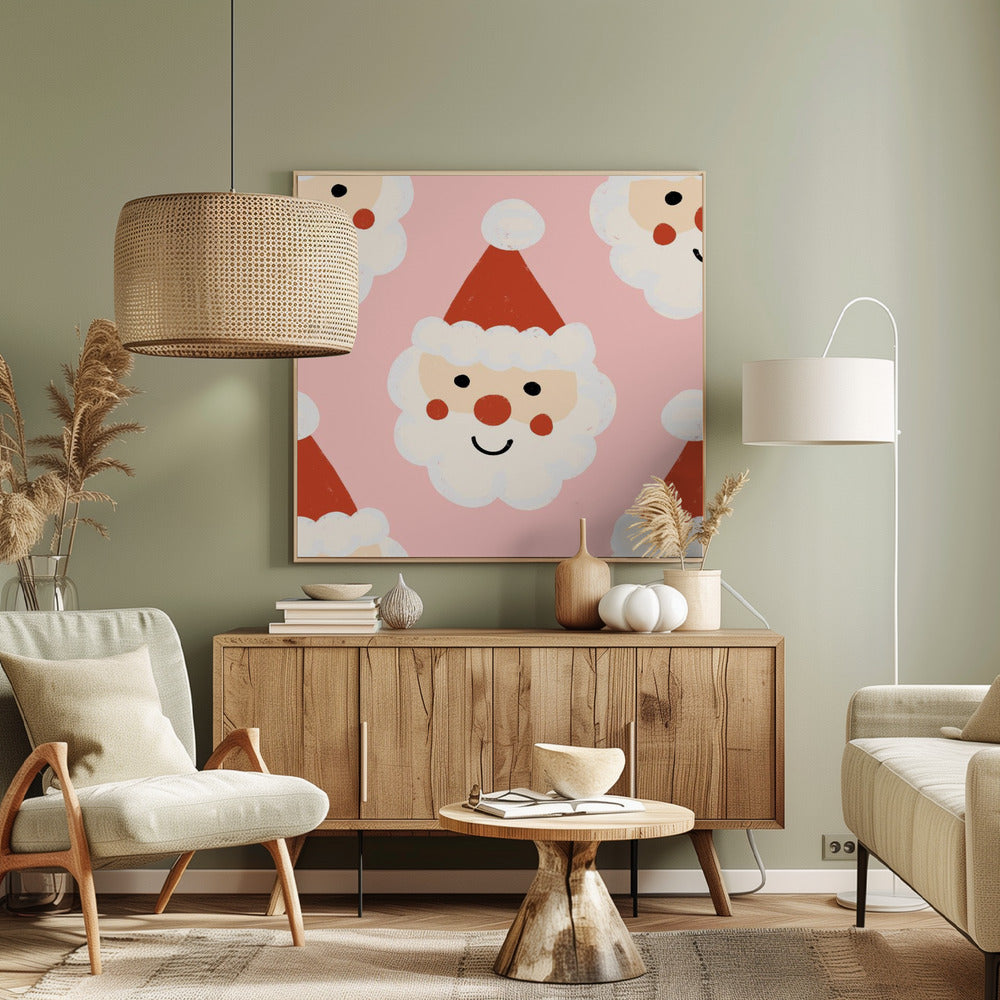 Santa Claus Retro Bold Pink Poster