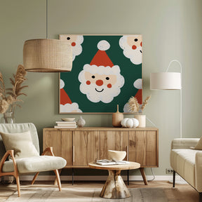 Santa Claus Retro Bold Green Poster