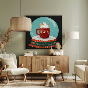 Hot Chocolate Snow Globe - Merry and Bright Poster