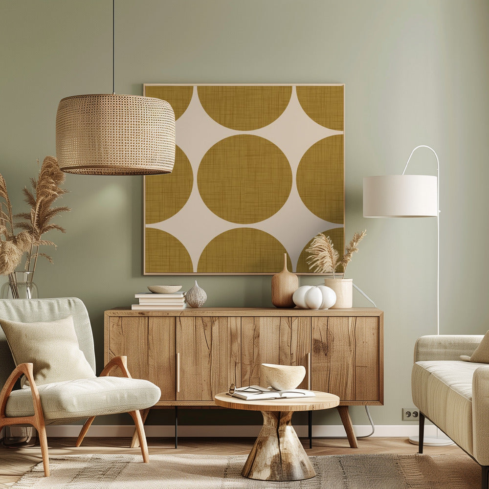 Modern Mustard Retro Spheres-Mid Century Modern Poster