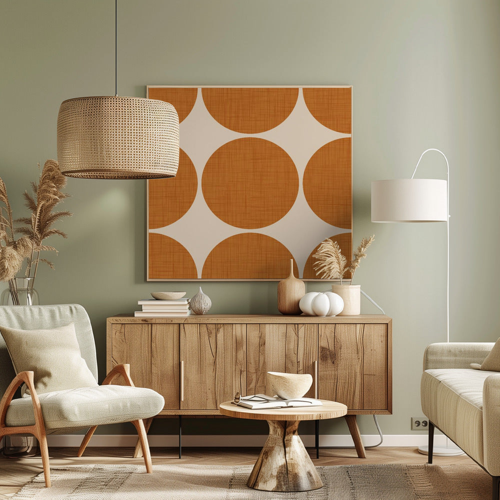 Modern Ocher Retro Spheres-Mid Century Modern Poster