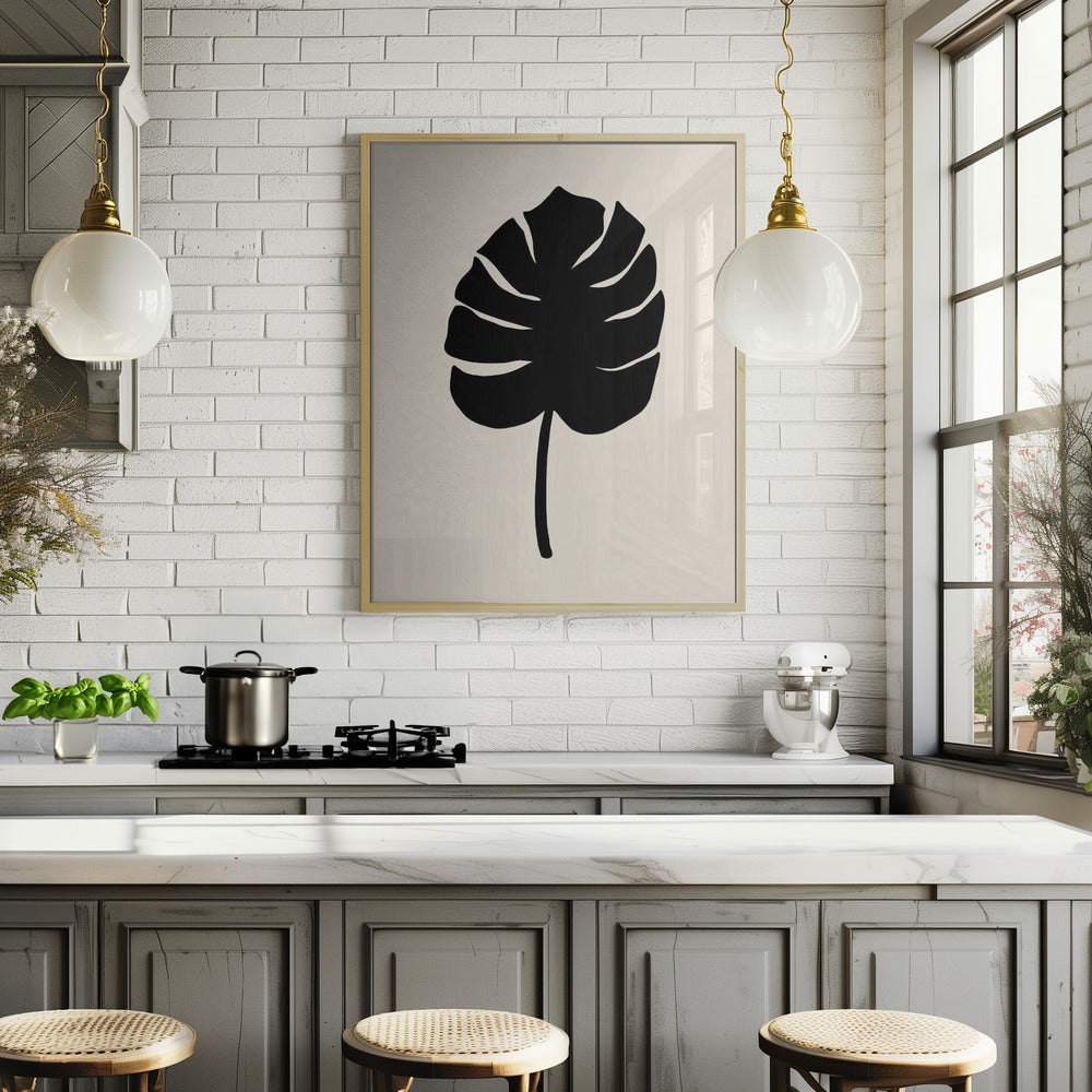 Monstera Leaf Black Poster