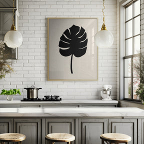 Monstera Leaf Black Poster