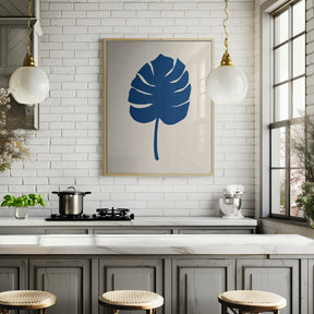 Monstera Canvas Blue Poster