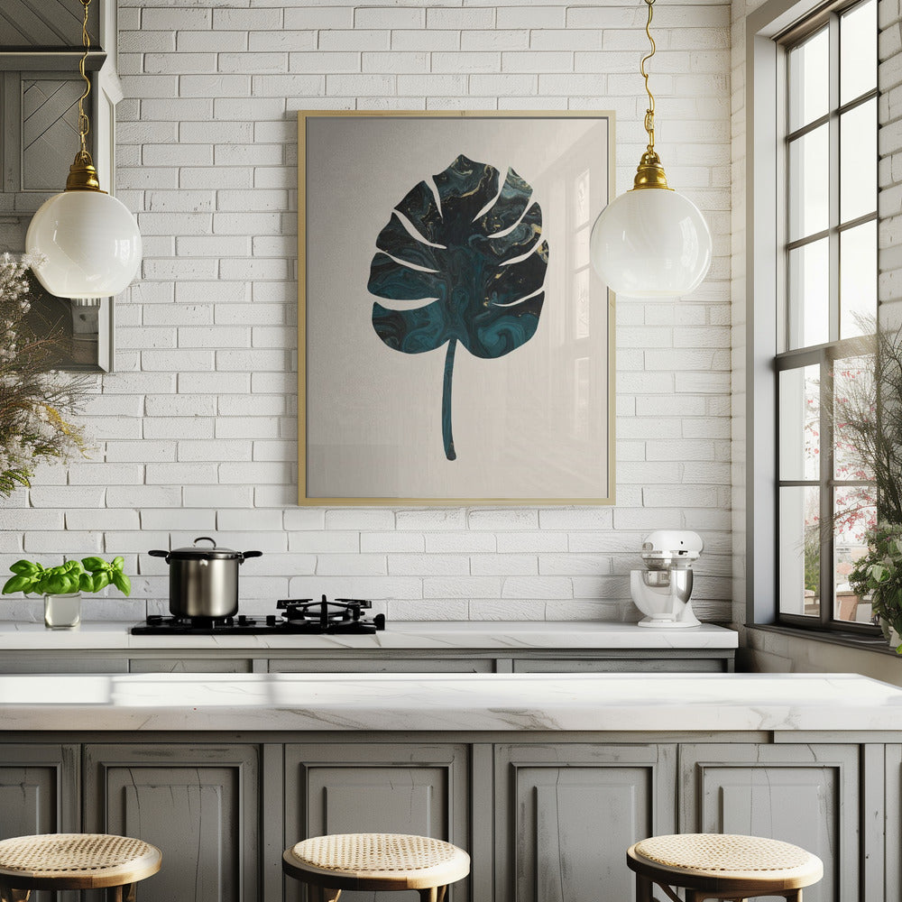 Monstera Marble Green Poster